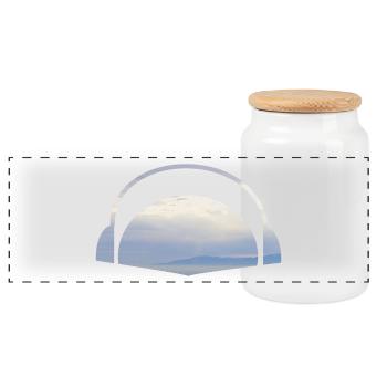 Sonnenuntergang Kopfhörer - Panorama Keksdose mit Holzdeckel - Weiß - Vorne