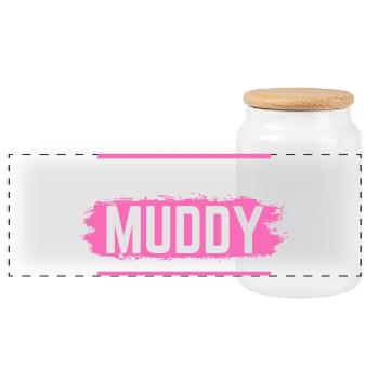 Muddy run shirt mud Matsch Lauf girl Team obstacle - Panorama Keksdose mit Holzdeckel - Weiß - Vorne