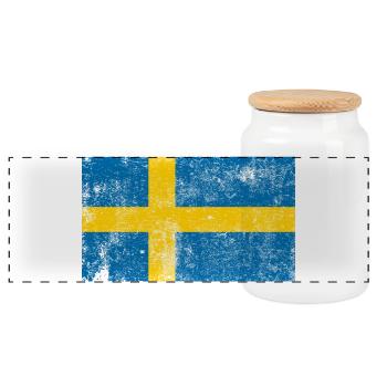 Schweden Flagge Fahne Grunge Retro Vintage - Panorama Keksdose mit Holzdeckel - Weiß - Vorne