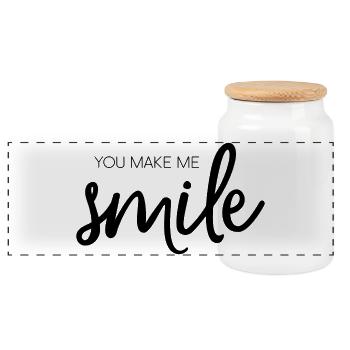 Tu me fais sourire - Boîte à biscuits avec couvercle en bois - blanc - Devant