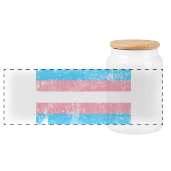 Transgender Flagge Grunge Vintage Retro - Panorama Keksdose mit Holzdeckel - Weiß - Vorne
