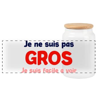 Je ne suis pas gros humour - Boîte à biscuits avec couvercle en bois - blanc - Devant