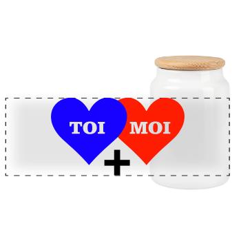 TOI MOI COEUR - Boîte à biscuits avec couvercle en bois - blanc - Devant