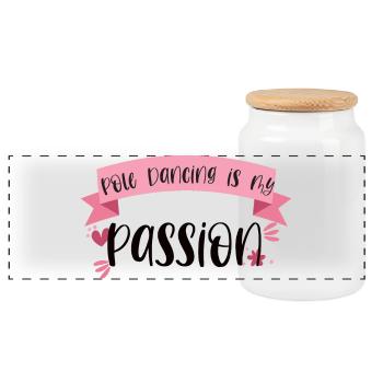 Pole Dancing is my passion - Dancer Gift - Panoramic Cookie Jar with Wooden Lid - white - Front