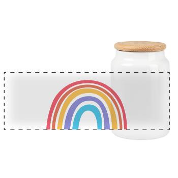 046_More Love - Panoramic Cookie Jar with Wooden Lid - white - Front