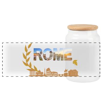 Rome Italie Collage Skyline - Boîte à biscuits avec couvercle en bois - blanc - Devant