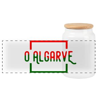 O Algarve - Panoramic Cookie Jar with Wooden Lid - white - Front