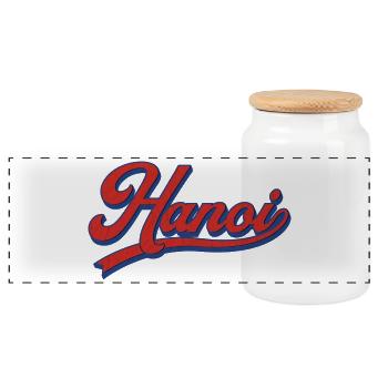 Design rétro des lettrages de Hanoï - Boîte à biscuits avec couvercle en bois - blanc - Devant