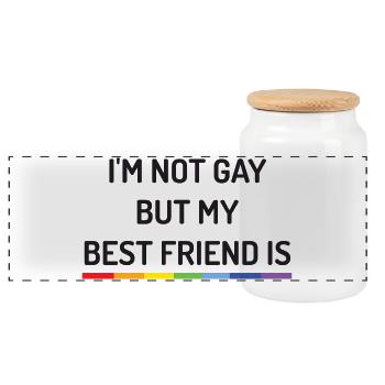 Pride Month - Ich bin nicht schwul, aber mein bester Freund ist es - Panorama Keksdose mit Holzdeckel - Weiß - Vorne