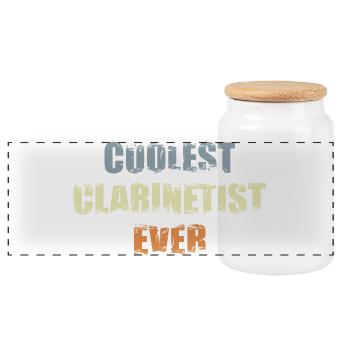 Le clarinettiste le plus cool - Boîte à biscuits avec couvercle en bois - blanc - Devant