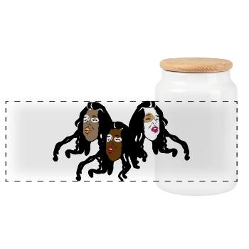 3 Women - Panoramic Cookie Jar with Wooden Lid - white - Front