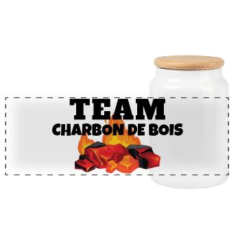 BBQ, king of barbecue, charcoal team - Panoramic Cookie Jar with Wooden Lid - white - Front