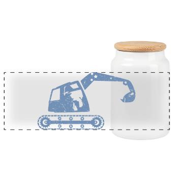 Excavators, excavator operators, construction equipment operators – - Panoramic Cookie Jar with Wooden Lid - white - Front