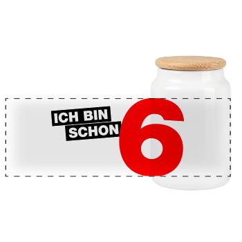 Ich bin schon 6 - Panorama Keksdose mit Holzdeckel - Weiß - Vorne