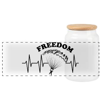 Freedom Parachute Freedom Free Flying Pulse icon - Panoramic Cookie Jar with Wooden Lid - white - Front