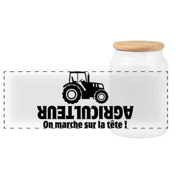 agriculteur, agriculture, paysan, fermier - Boîte à biscuits avec couvercle en bois - blanc - Devant