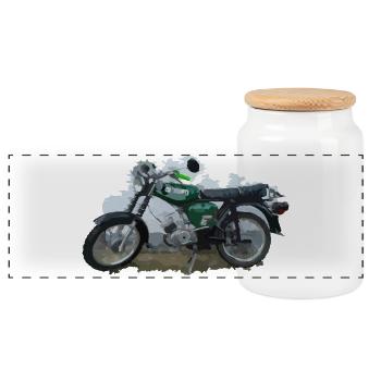 Moped - Panorama Keksdose mit Holzdeckel - Weiß - Vorne