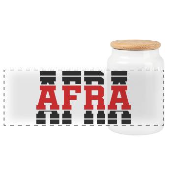 Afra t-shirt t-shirt gift idea stacked text - Panoramic Cookie Jar with Wooden Lid - white - Front
