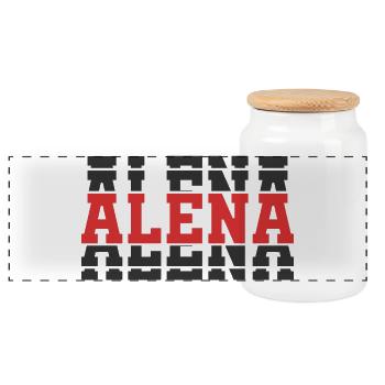 Alena t-shirt stacked text gift idea t-shirt - Panoramic Cookie Jar with Wooden Lid - white - Front
