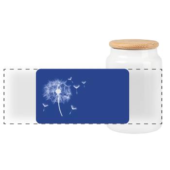 Bleu pissenlit - personnalisable - Boîte à biscuits avec couvercle en bois - blanc - Devant