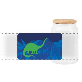 Primeval Forest Dinos Longneck | personalizable - Panoramic Cookie Jar with Wooden Lid - white - Front