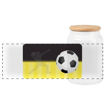 Fußball - schwarz gelb - Fußballspieler - Panorama Keksdose mit Holzdeckel - Weiß - Vorne