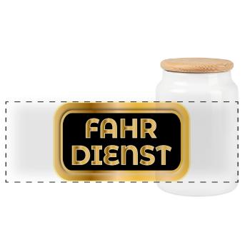 FAHRDIENST TRANSPORT - Panorama Keksdose mit Holzdeckel - Weiß - Vorne