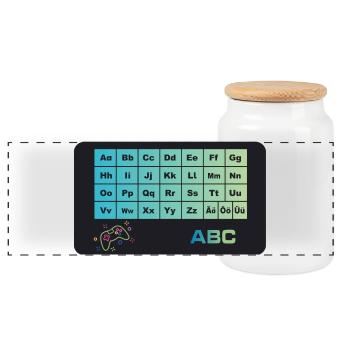 Game Controllers - ABC Alphabet - Panoramic Cookie Jar with Wooden Lid - white - Front