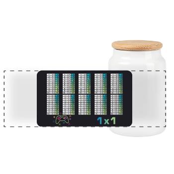 Game Controller - Small 1x1 - Math - Panoramic Cookie Jar with Wooden Lid - white - Front