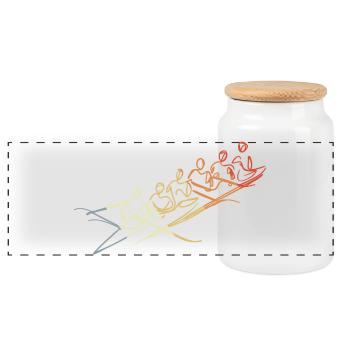 Rowing Team Drawing - Panoramic Cookie Jar with Wooden Lid - white - Front
