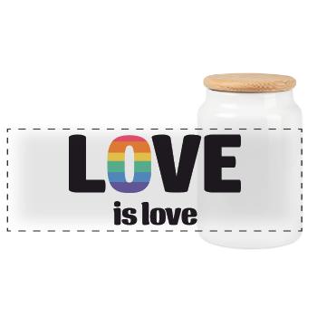 Mois de la fierté LGBT - Love is Love - Boîte à biscuits avec couvercle en bois - blanc - Devant
