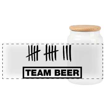 Bier, Beer, Cerveza - Panorama Keksdose mit Holzdeckel - Weiß - Vorne