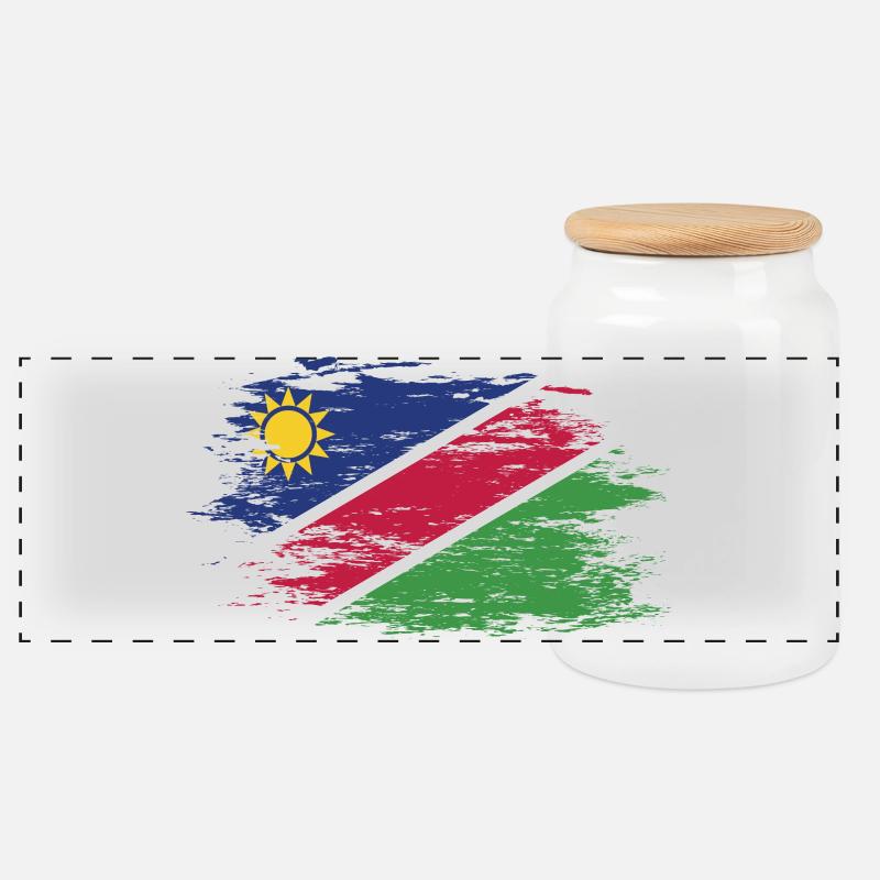 Namibia Flagge used - Panorama Keksdose mit Holzdeckel - Weiß