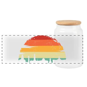 Lebendige Skyline bei Sonnenuntergang - Panorama Keksdose mit Holzdeckel - Weiß - Vorne