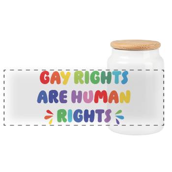 LGBT Pride Month - Gay Rights Are Human Rights - Panoramic Cookie Jar with Wooden Lid - white - Front