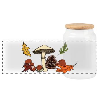 Feuilles de champignon d’automne Châtaignier - Boîte à biscuits avec couvercle en bois - blanc - Devant