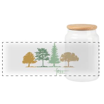 Arbre de la forêt, Nature libre, Forêt mixte, Illustration d’automne - Boîte à biscuits avec couvercle en bois - blanc - Devant