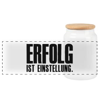 Erfolg ist Einstellung Gründer Unternehmer - Panorama Keksdose mit Holzdeckel - Weiß - Vorne