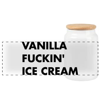 Glace vanille - lettrage noir - Boîte à biscuits avec couvercle en bois - blanc - Devant