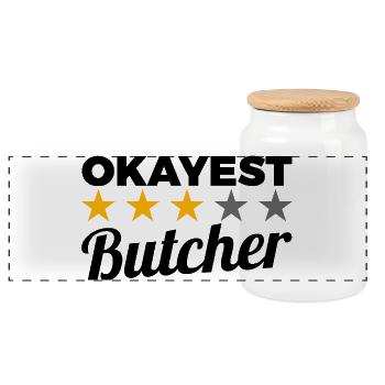Average Butcher - Panoramic Cookie Jar with Wooden Lid - white - Front