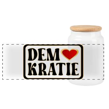 DEMOKRATIE HERZ WÄHLEN - Panorama Keksdose mit Holzdeckel - Weiß - Vorne