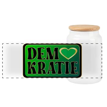HALTUNG HERZ DEMOKRATIE - Panorama Keksdose mit Holzdeckel - Weiß - Vorne