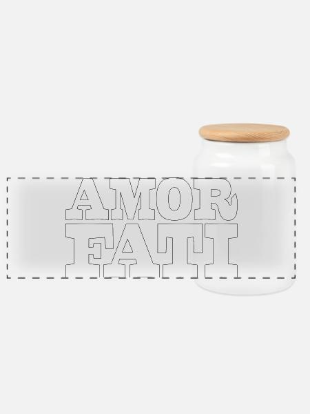 43 AMOR FATI - Panoramic Cookie Jar with Wooden Lid - white