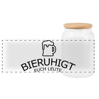 Bieruhigt euch Leute - Panorama Keksdose mit Holzdeckel - Weiß - Vorne