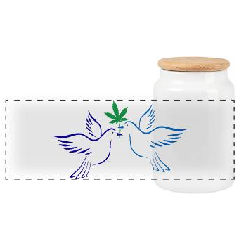 Colombes de la paix - Boîte à biscuits avec couvercle en bois - blanc - Devant