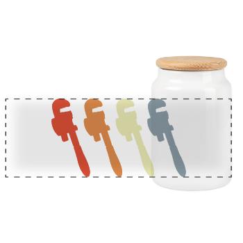Clé à pipe rétro - Boîte à biscuits avec couvercle en bois - blanc - Devant