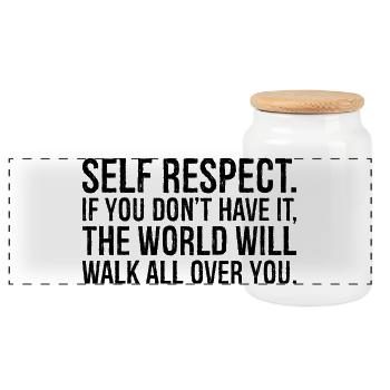 self respect if you don t have it the world will - Panoramic Cookie Jar with Wooden Lid - white - Front