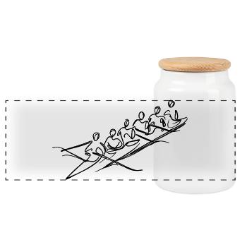 Rowing team - Panoramic Cookie Jar with Wooden Lid - white - Front