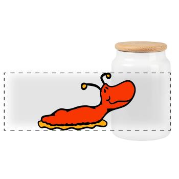 Slug snail without shell smiles - Panoramic Cookie Jar with Wooden Lid - white - Front