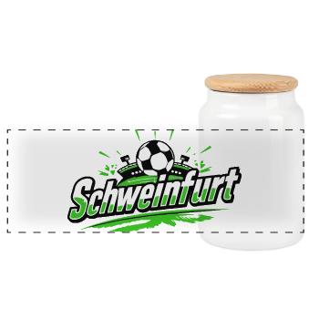 Schweinfurt Fussball Fanartikel - Panorama Keksdose mit Holzdeckel - Weiß - Vorne